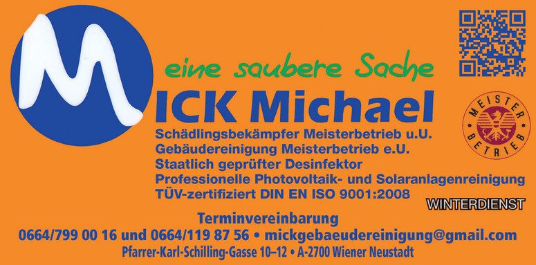 MICK MICHAEL DENKMAL, FASSADEN u. GEBÄUDEREINIGUNG MEISTERBETRIEB e.U.